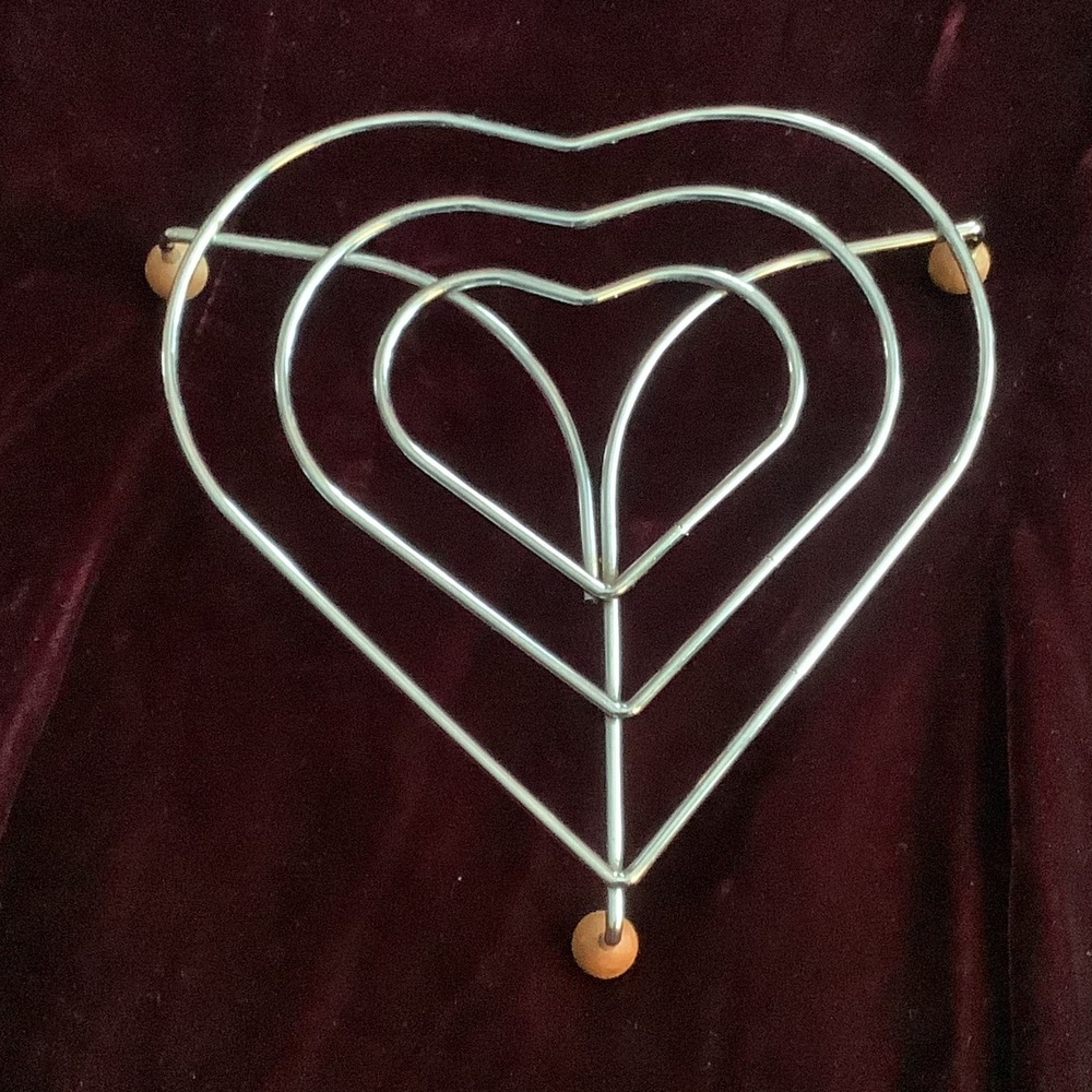 Vintage Valentines Heart Shape Trivet. Metal Table Trivet
